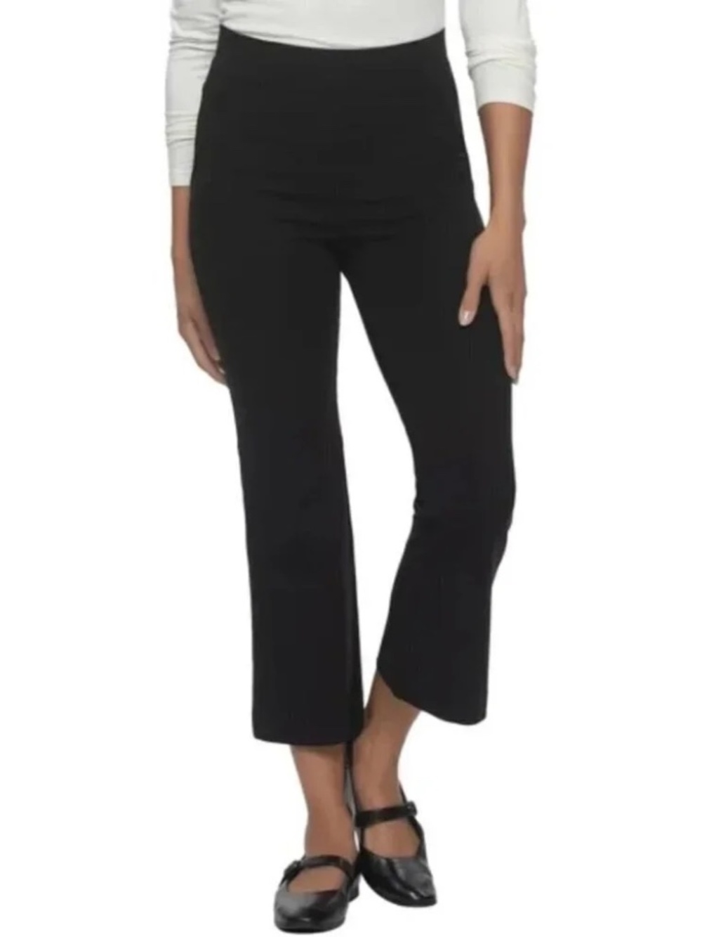 Felina Tummy Control Pull-On Kick Crop Ponte Pant Size M 8-10 Black